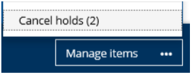 Manage Items menu in BiblioCommons catalog