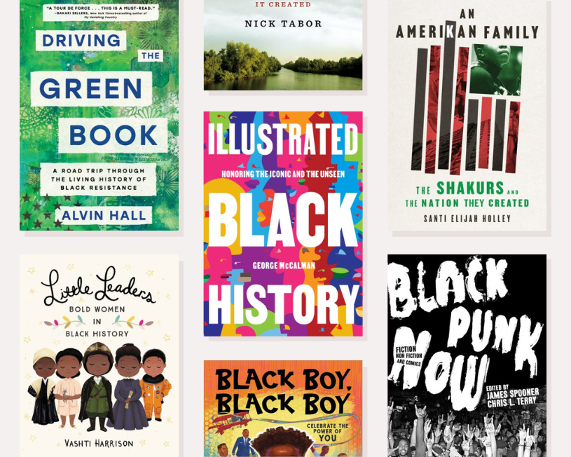 Collage de portadas de libros que celebran el Mes de la Historia Afroamericana