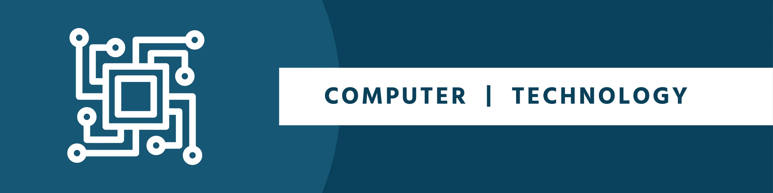 Icon of stylized computer chip on a blue background with the text "Computer/Technology".