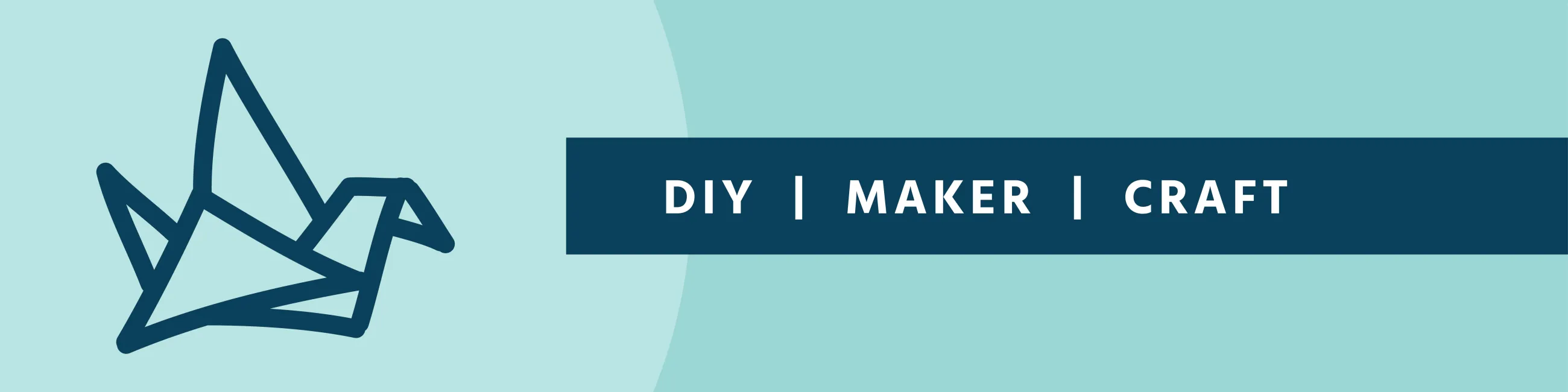 icon of origami crane on a teal background with the text "DIY/Maker/Craft".