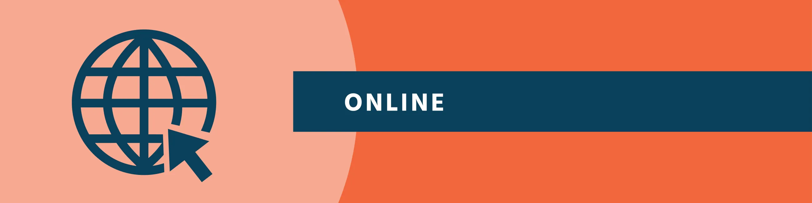Icon of a stylized globe on an orange background with the text "Online".