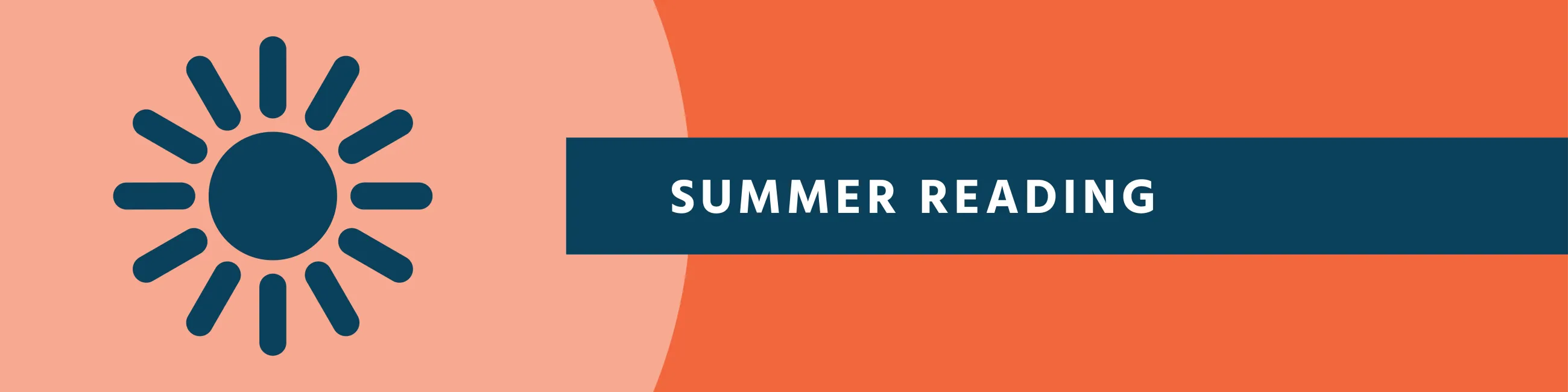 Icon of a sun on an orange background, with the text "Summer Reading".