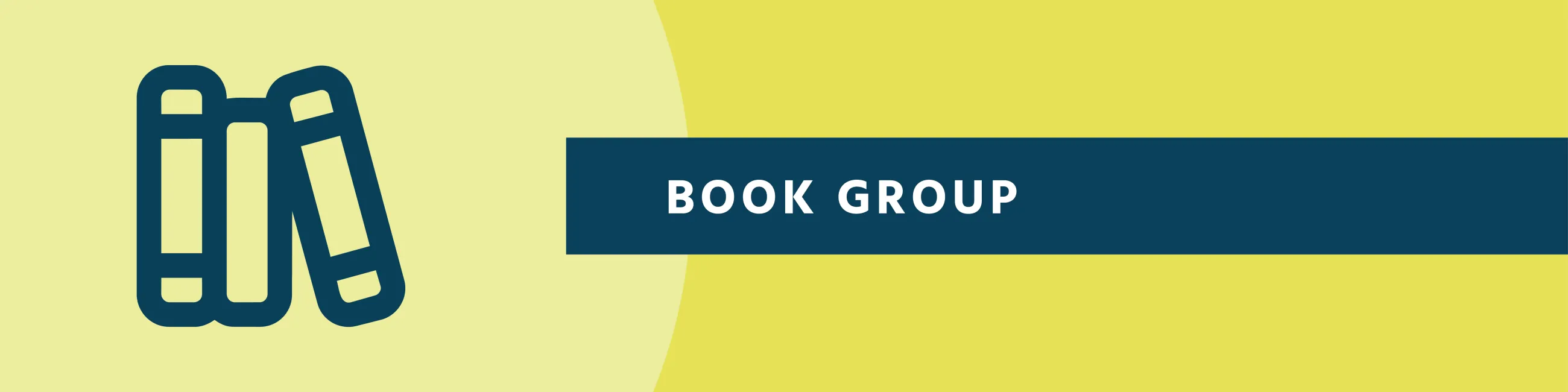 Icon of three books standing up against a yellow background, with the text "Book Group".