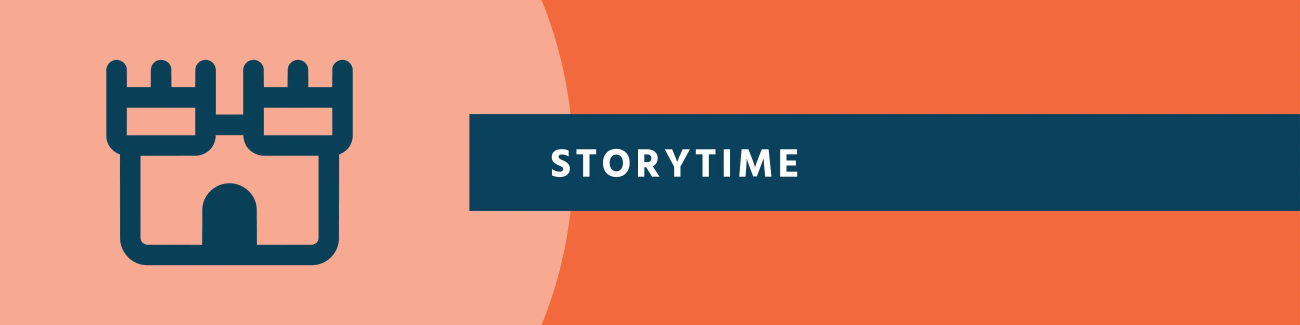 Icon of a castle on an orange background, with the text "Storytime".