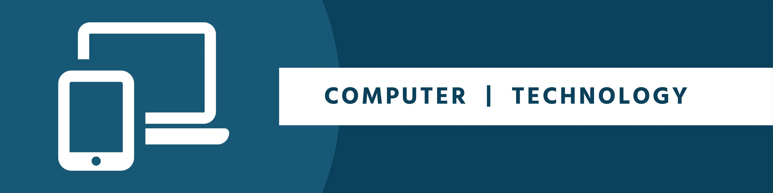 A line drawing of a tablet and a laptop against a blue background, reading "Computer | Technology".