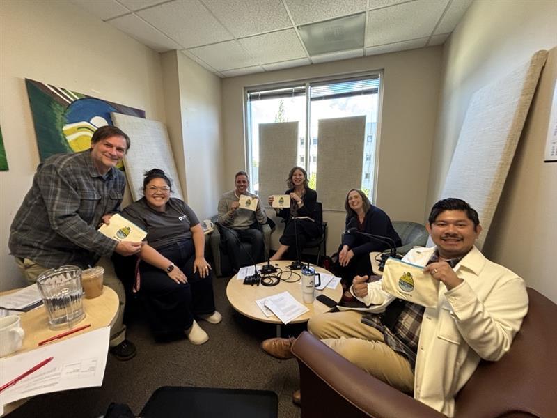 A behind the scene photo from the podcast.