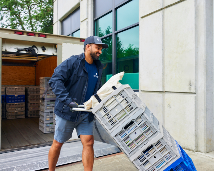 WCCLS courier driver delivers items to a library.