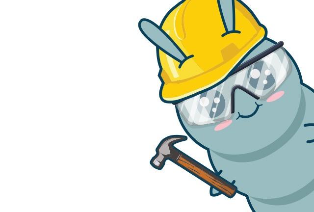 Graphic of Wallace the Book Bug holding a hammer and wearing a hard hat and safety glasses.