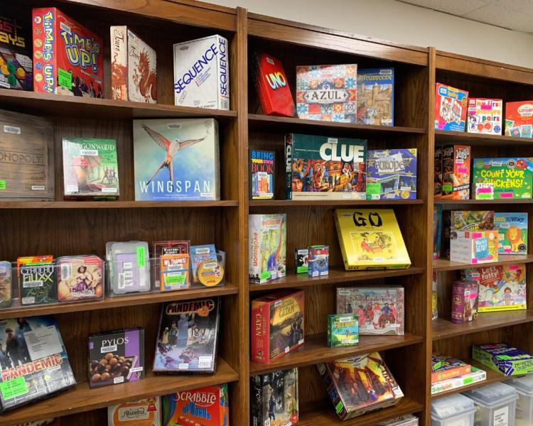 Large collection of board games.
