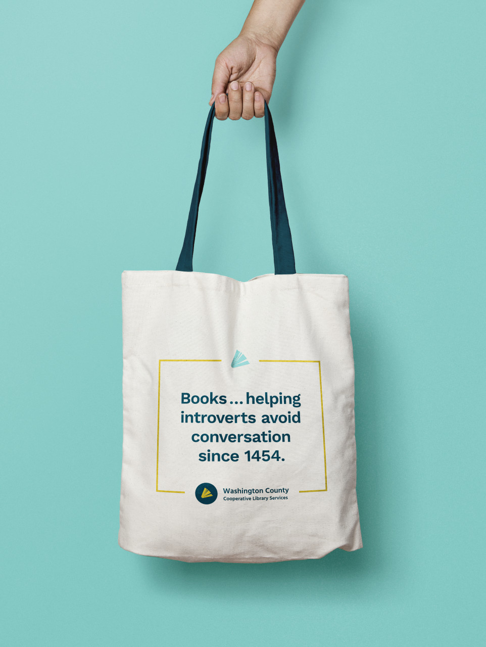 Tote bag that says: Books ... helping introverts avoid conversation since 1454