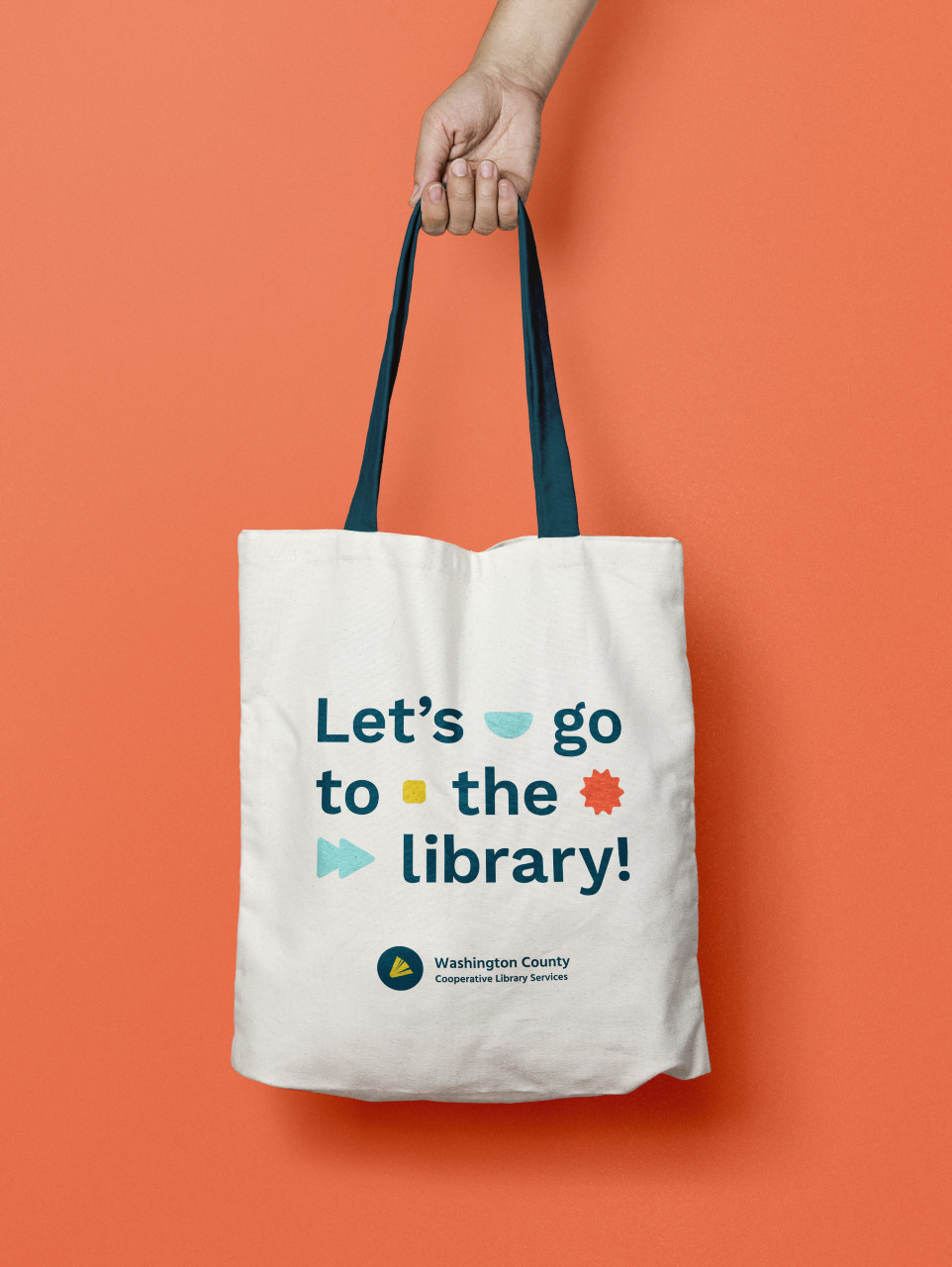 Tote bag that says: Let's go to the libary