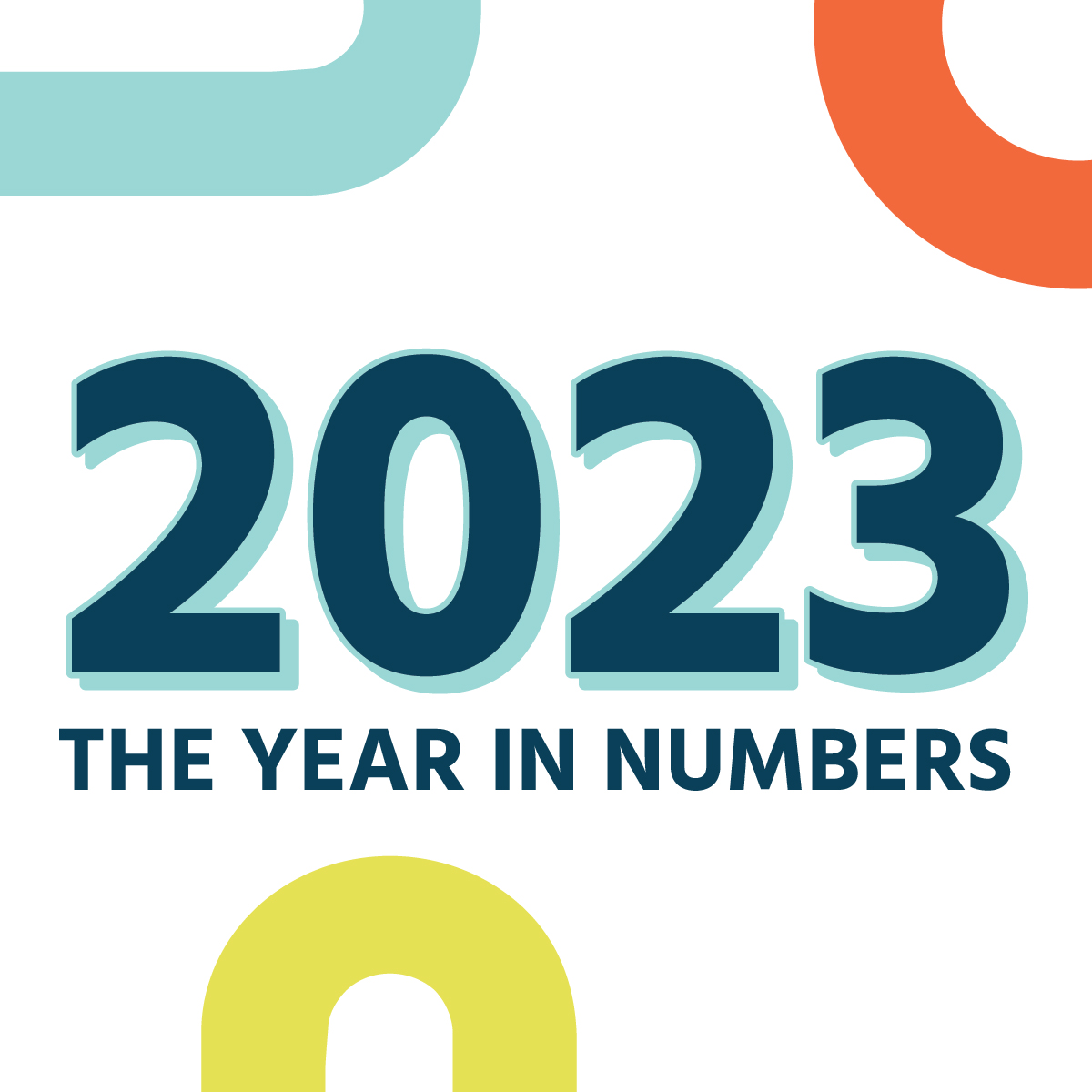 Graphic reading "2023 The Year In Numbers"