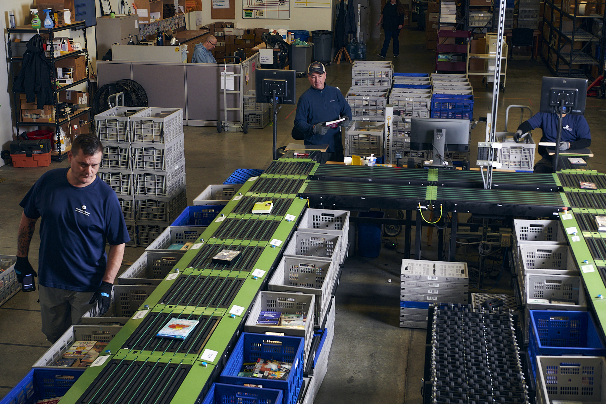 Library warehouse where items are sorted