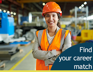 Woman in hard hat and safety vest